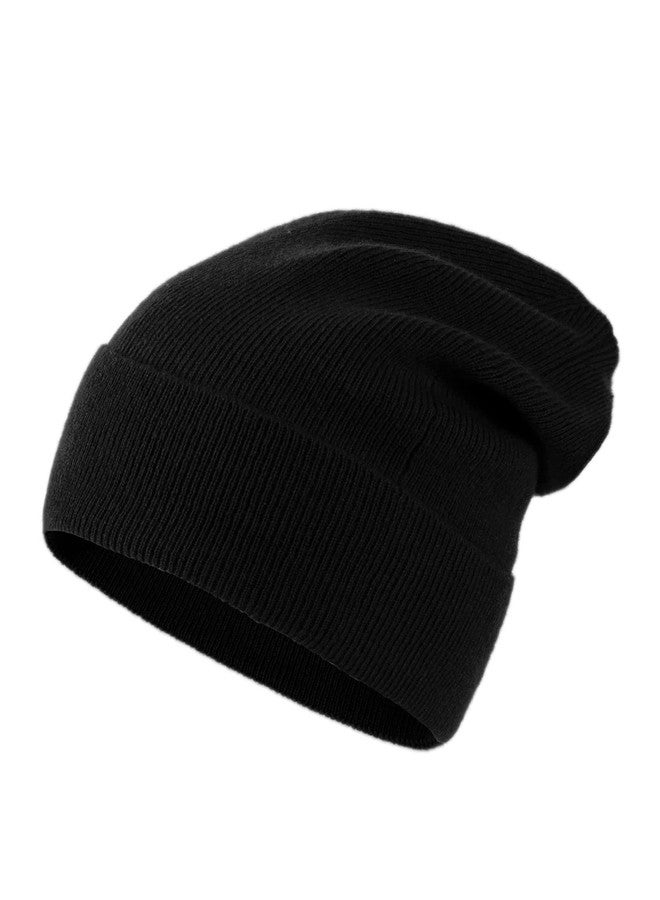 Lallier 100% Pure Cashmere Beanie for Women and Men, Cuffed Warm Hat with Gift Box (Black) - Image 1